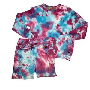Aviator‎ Nation Tie Dye Sweatshirt & Sweatpants Set Womens M Pink Blue Comfort